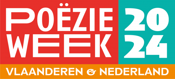Logo Poëzieweek 2024 in rood, oranje en groen